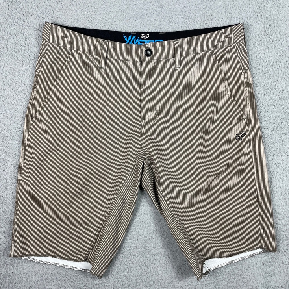 Fox Hydro Series Hybrid Shorts Mens 32 Brown Pinstripe Walk Shorts Racing